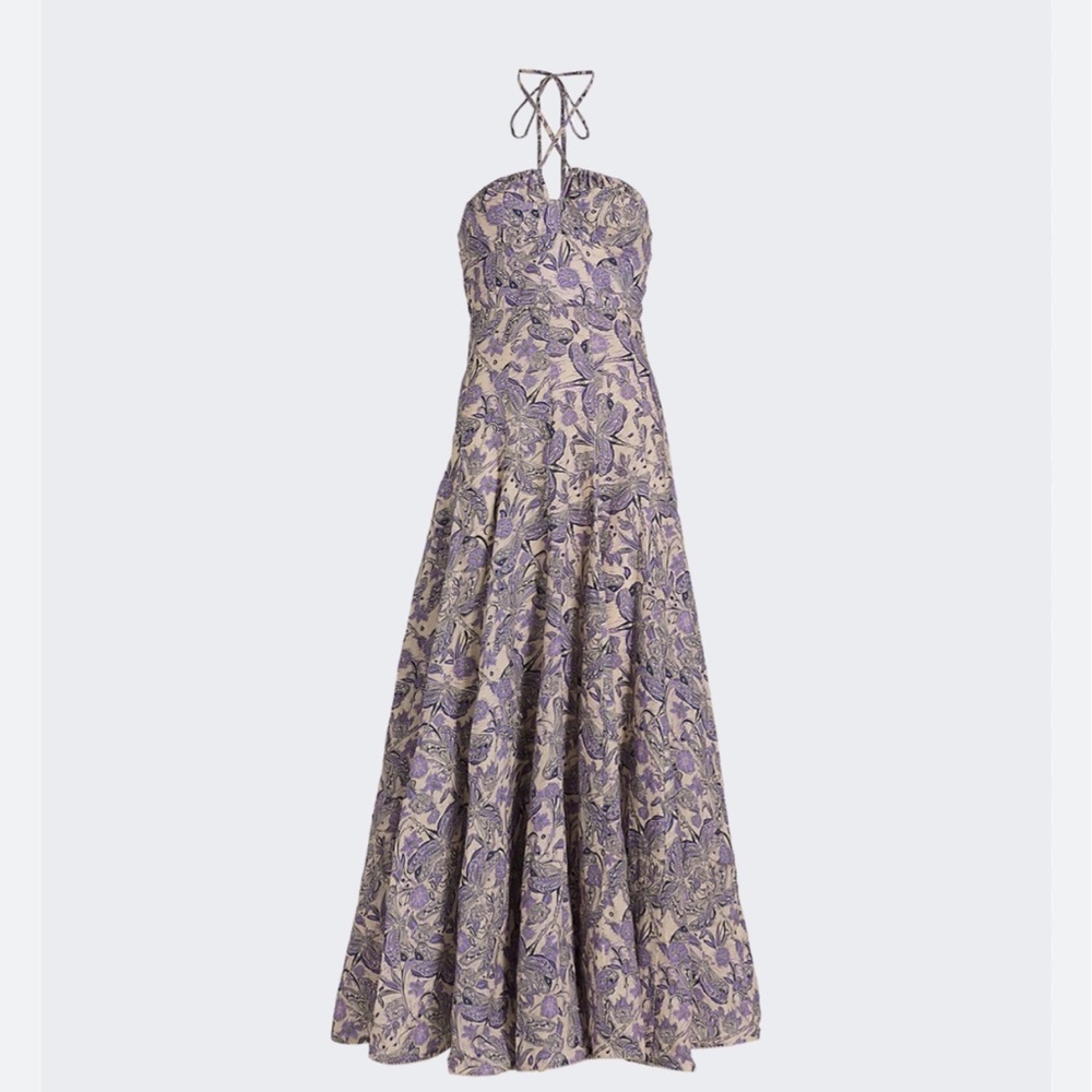 Agua Bendita Purple Halter Maxi Sundress for Weddings